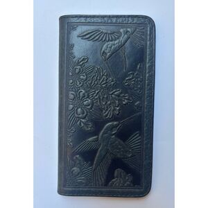 Vintage Oberon Design Hummingbirds Embossed Genuine Leather Checkbook Holder